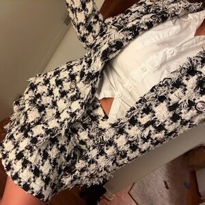 Skirt Set - Black and White Tweed Small Houndstooth
